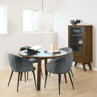 Vitrine scandinave en chêne fumé 1 porte 2 tiroirs ALISIA - HELLIN