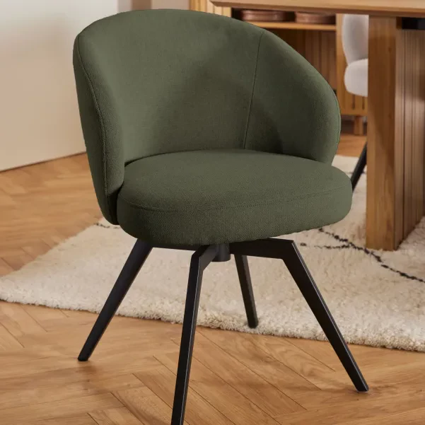 Chaise de salle à manger pivotante en métal et tissu LENA - HELLIN