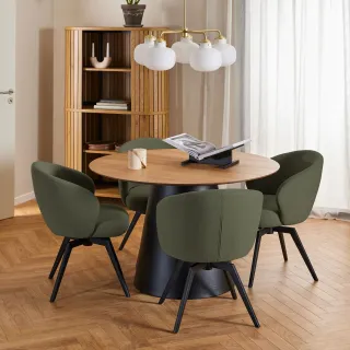 Chaise de salle à manger pivotante en métal et tissu LENA - HELLIN