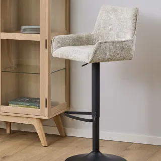 Tabourets de bar réglables en tissu beige (lot de 2) ELIO - HELLIN