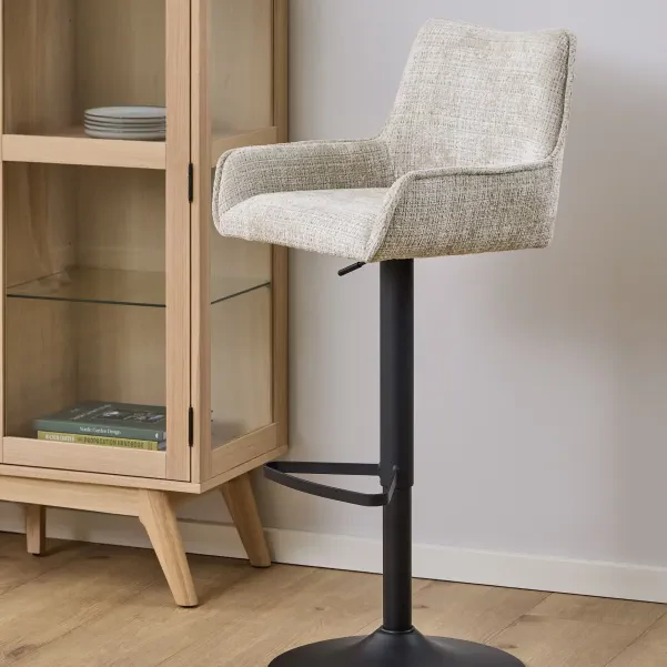 Tabourets de bar réglables en tissu beige (lot de 2) ELIO - HELLIN