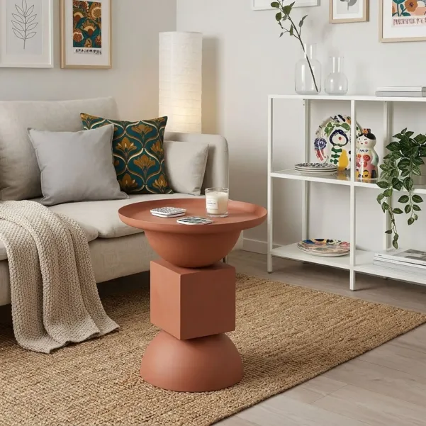 Table basse ronde design en métal coloré D41 POLA - HELLIN