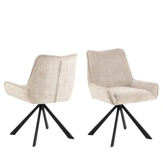 Fauteuil de salle à manger pivotant en tissu beige (lot de 2) ELIO - HELLIN