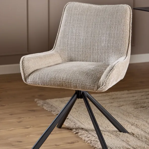 Fauteuil de salle à manger pivotant en tissu beige (lot de 2) ELIO - HELLIN