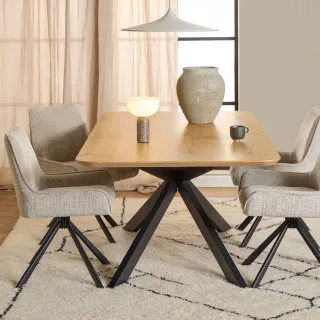 Fauteuil de salle à manger pivotant en tissu beige (lot de 2) ELIO - HELLIN