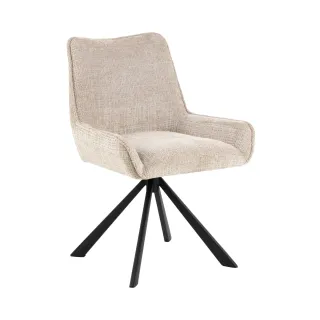 Fauteuil de salle à manger pivotant en tissu beige (lot de 2) ELIO - HELLIN