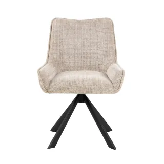 Fauteuil de salle à manger pivotant en tissu beige (lot de 2) ELIO - HELLIN