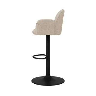 Tabouret de bar pivotant en tissu beige et pied métal GLENYS - HELLIN