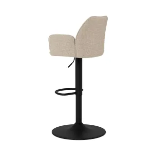 Tabouret de bar pivotant en tissu beige et pied métal GLENYS - HELLIN