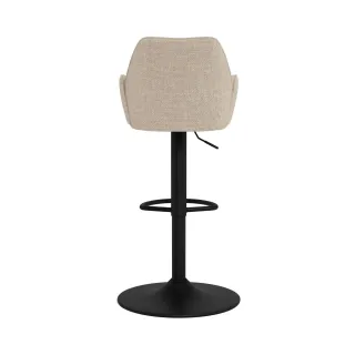 Tabouret de bar pivotant en tissu beige et pied métal GLENYS - HELLIN