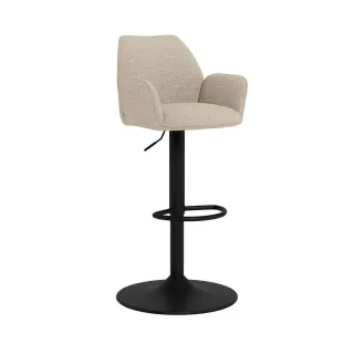 Tabouret de bar pivotant en tissu beige et pied métal GLENYS - HELLIN