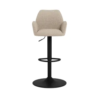 Tabouret de bar pivotant en tissu beige et pied métal GLENYS - HELLIN