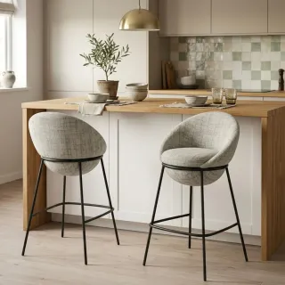 Tabourets de bar design en tissu (lot de 2) MERO - HELLIN