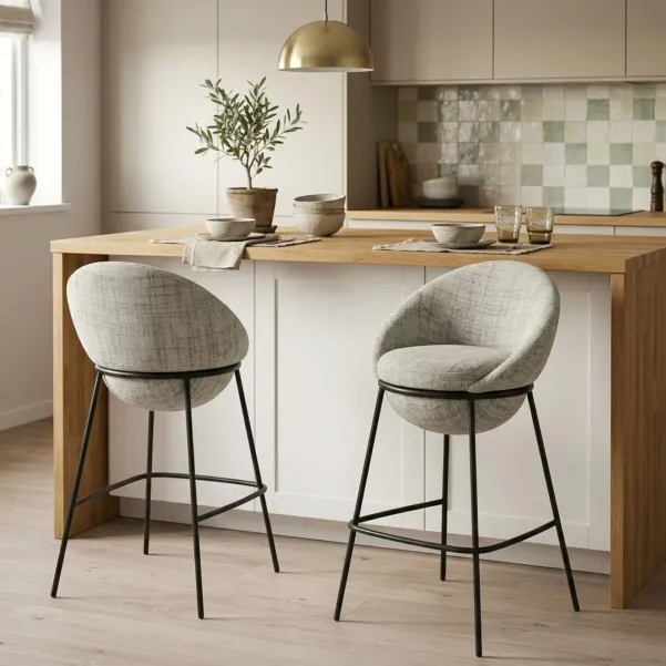 Tabourets de bar design en tissu (lot de 2) MERO - HELLIN