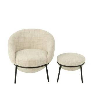Fauteuil design et repose-pied en tissu MERO - HELLIN