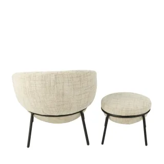 Fauteuil design et repose-pied en tissu MERO - HELLIN