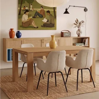 Table rectangulaire extensible en bois massif : 6 personnes