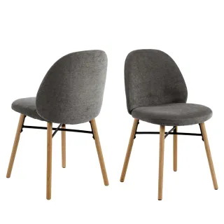 Chaise scandinave grise en tissu (lot de 2) SYBILLE - HELLIN