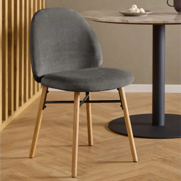 Chaise scandinave grise en tissu (lot de 2) SYBILLE - HELLIN