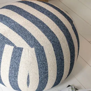 Pouf carré en tissu à rayures AZUR - HELLIN