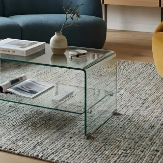 Table basse rectangulaire en verre double plateau L100 IDORA - HELLIN