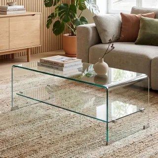 Table basse rectangulaire en verre double plateau L100 IDORA - HELLIN