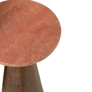 Tables basses en marbre terracotta et pied bois D35 (set de 2) ASO - HELLIN