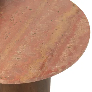 Tables basses en marbre terracotta et pied bois D56 (set de 2) ASO - HELLIN