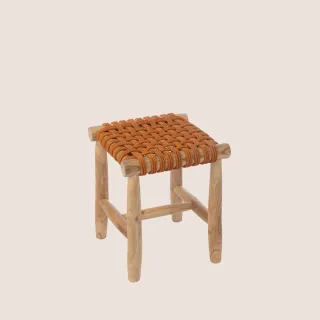 Tabouret en teck et assise tressée LIPSI - HELLIN
