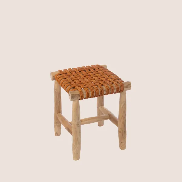 Tabouret en teck et assise tressée LIPSI - HELLIN