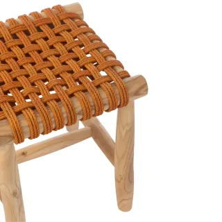 Tabouret en teck et assise tressée LIPSI - HELLIN