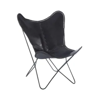 Fauteuil papillon en métal et cuir ALTO - HELLIN
