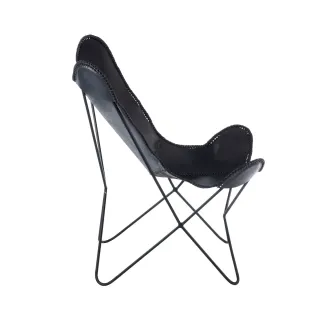 Fauteuil papillon en métal et cuir ALTO - HELLIN