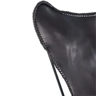 Fauteuil papillon en métal et cuir ALTO - HELLIN
