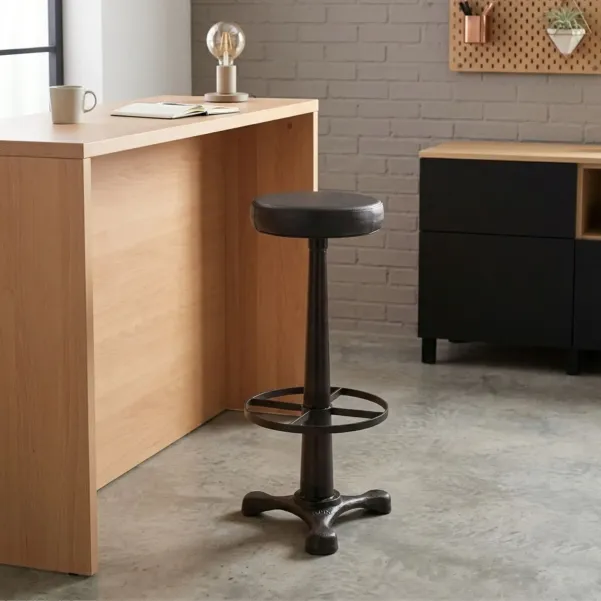 Tabouret de bar en métal et cuir TANIS - HELLIN