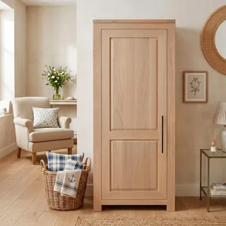 Bonnetière moderne en chêne blanchi 1 porte 3 tablettes BOSTON - HELLIN