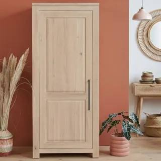 Bonnetière moderne en chêne blanchi 1 porte 3 tablettes BOSTON - HELLIN