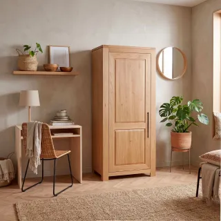 Bonnetière moderne en chêne clair 1 porte 3 tablettes BOSTON - HELLIN