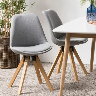 Chaises modernes bois et tissu gris (lot de 2) EARL - HELLIN