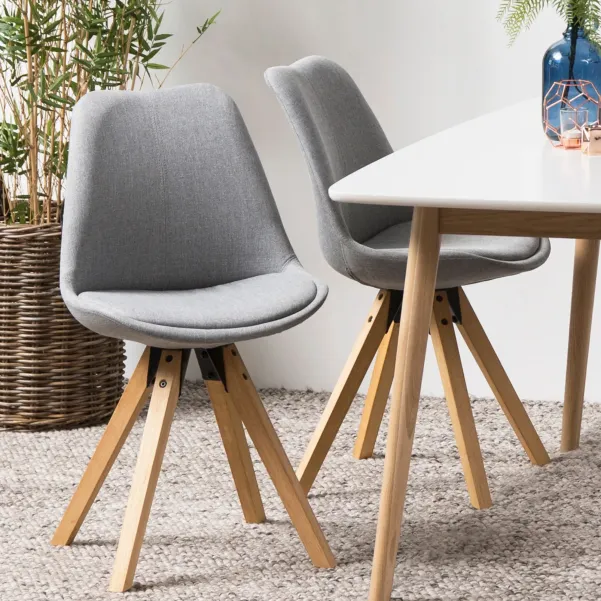 Chaises modernes bois et tissu gris (lot de 2) EARL - HELLIN