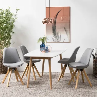 Chaises modernes bois et tissu gris (lot de 2) EARL - HELLIN