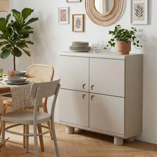 Buffet haut design 4 portes gris L100 MAGDA - HELLIN
