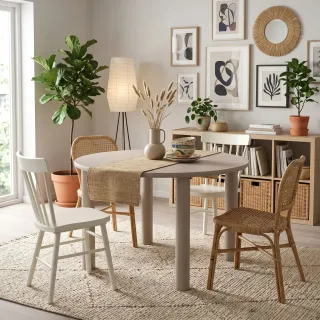 Table à manger ronde design L120 gris 4 places MAGDA - HELLIN