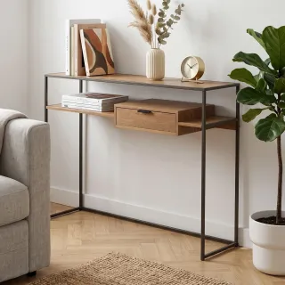 Console design en bois et métal avec 1 tiroir ESTER - HELLIN