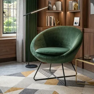 Fauteuil moderne en velours et métal SCOTT - HELLIN