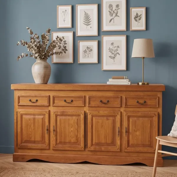 Buffet bas en bois La Bresse : 4 portes / style rustique | Hellin