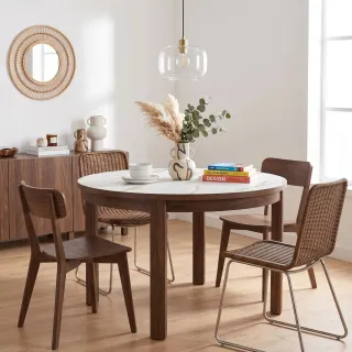 Table en céramique et chêne fumé 4 places D120 SIMONE - HELLIN