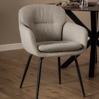 Chaise de salle à manger pieds métal assise tissu - MARTA