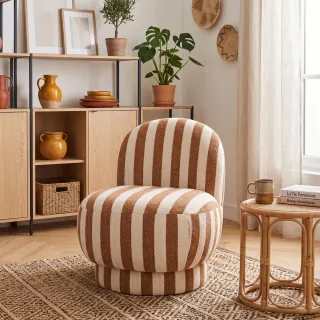 Fauteuil en tissu à rayures AZUR - HELLIN