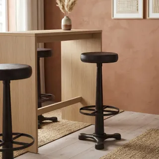 Tabouret de bar en métal et cuir TANIS - HELLIN